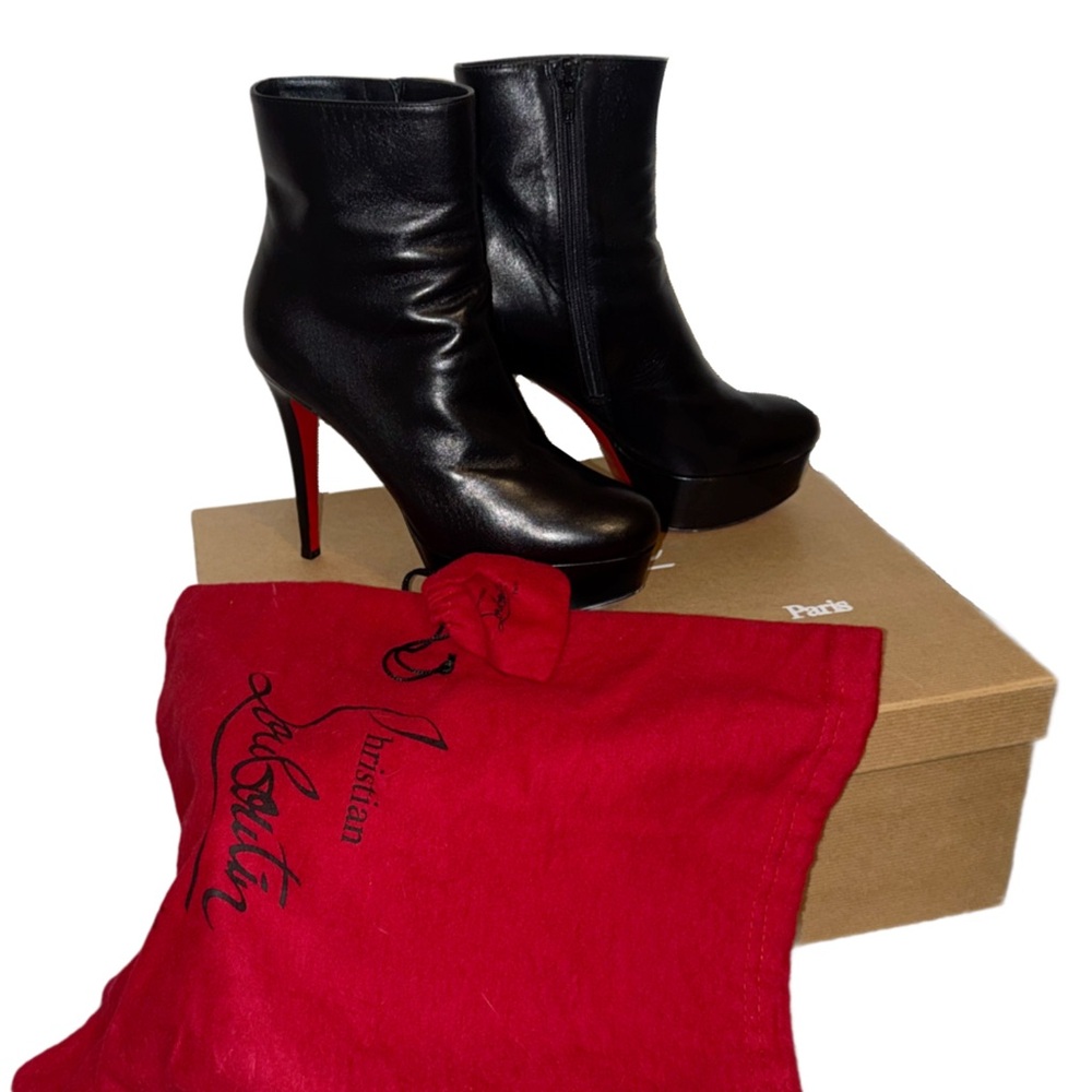 Christian Louboutin Black Bianca Leather Ankle Boots EU37
